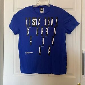 G STAR RAW Blue Round Neck T Shirt Size XL